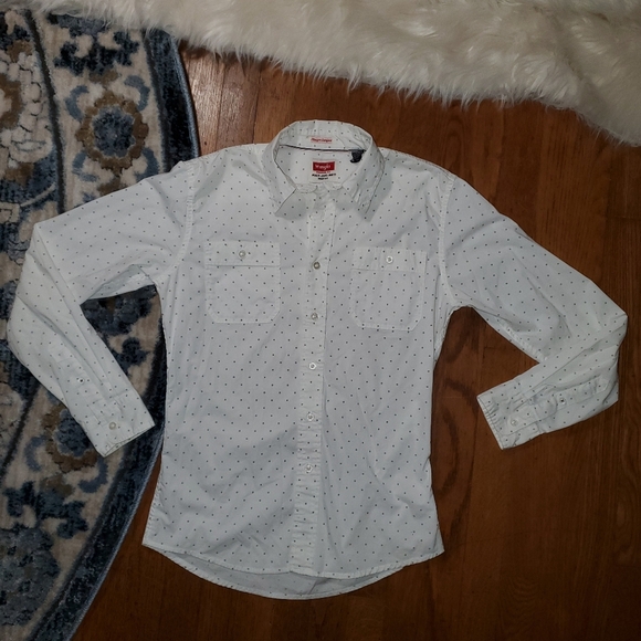 Wrangler White Casual Button Down Shirt with Textured Pattern - Picture 1 of 10